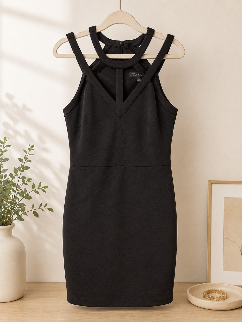 Guess Black Strapless-Inspired Sheath Dress with Crisscross Straps
